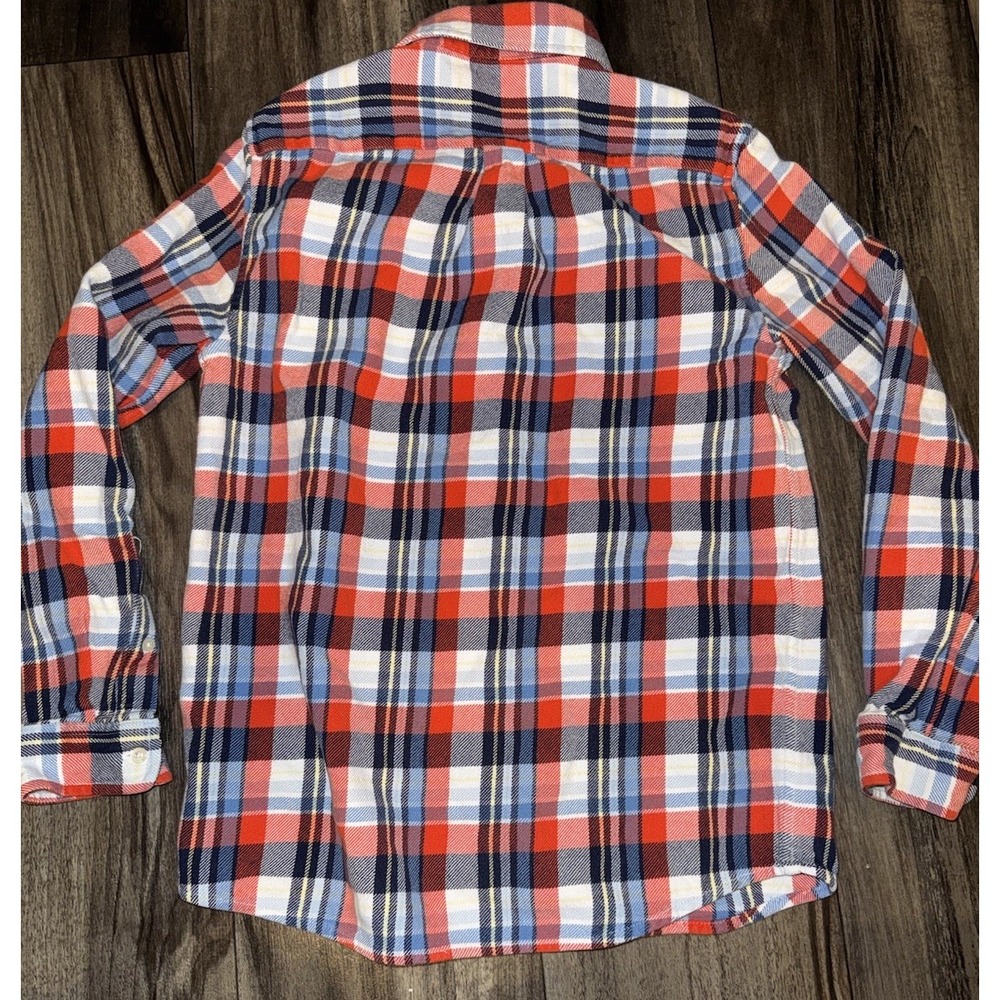 Boys Vineyard Vines Whale Shirt Button Down Plaid Blue Red 100% Cotton Sz L - Picture 5 of 8
